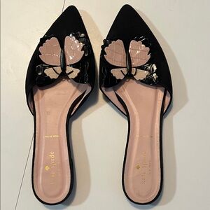 Kate Spade Black Flats with Butterfly Accent